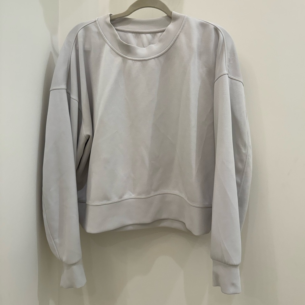 Lululemon Softstream Perfectly Oversized Cropped Crew, Color: Light Vapor, 10